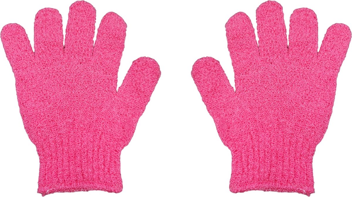 Goedkoopste Scrubhandschoenen - Handschoen voor het reinigen van de huid - 1 paar donker roze