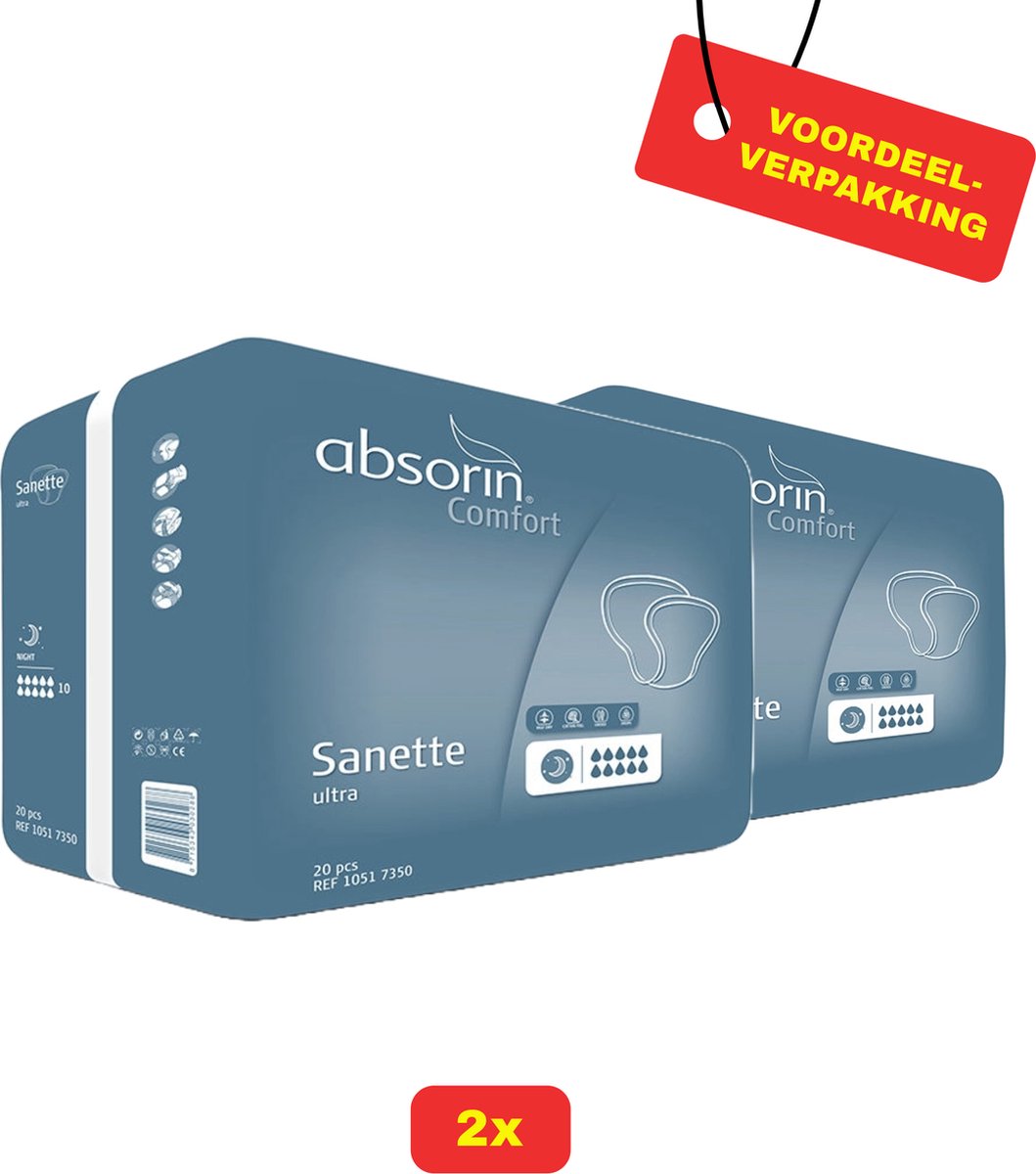 Goedkoopste 2 x Absorin Sanette Ultra (2 x 20 stuks) - Voordeelverpakking