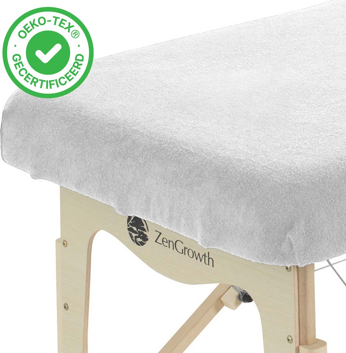 Goedkoopste ZenGrowth® Badstof Hoeslaken Massagetafel Wit – Zonder uitsparing – 280 gram/m2 dikte – Geschikt voor massagetafels met lengte 180 tot 185 cm – 63 tot 71 cm breedte – Stretch materiaal