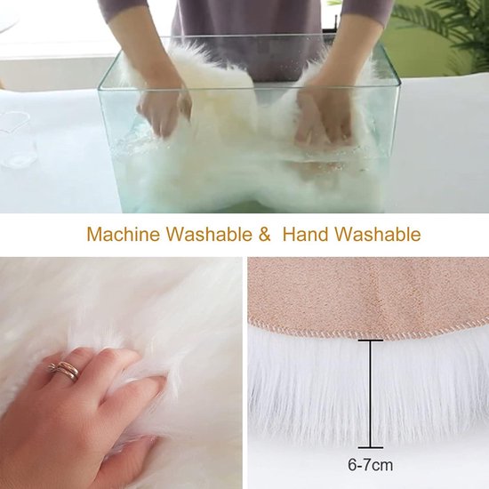 YIHAIC Kunstlederen schapenvacht tapijt, fleece, zacht, vloerkleed, zitmatje, antislip, yogamat, voor woonkamer, slaapkamer, sofa, vloer, wit, 60 x 160 cm
