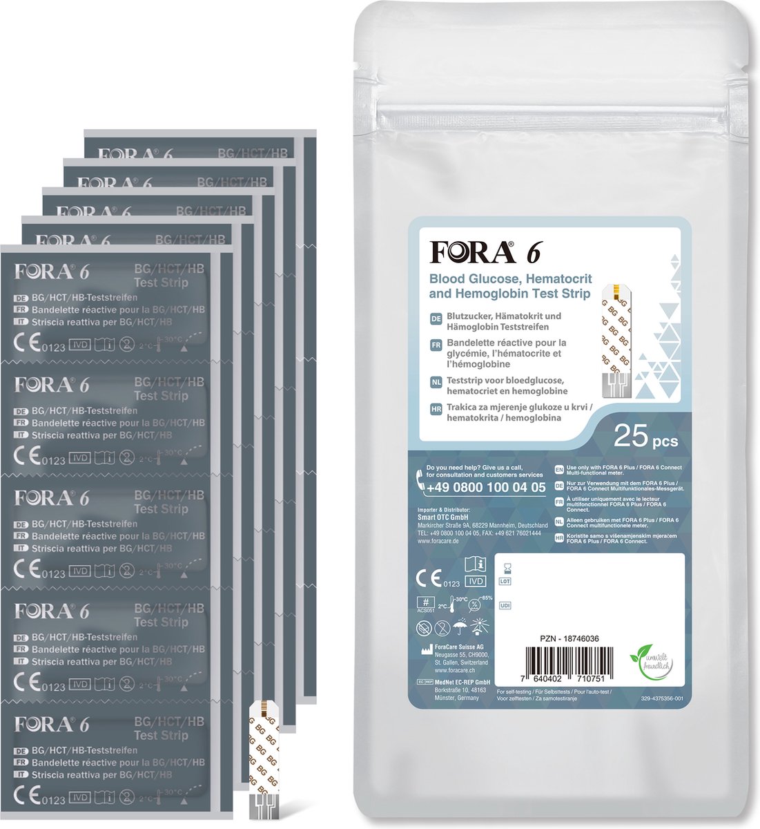 Goedkoopste FORA 6 3-in-1 Teststrips Bloedsuiker, Hematocriet en Hemoglobine (25 stuks