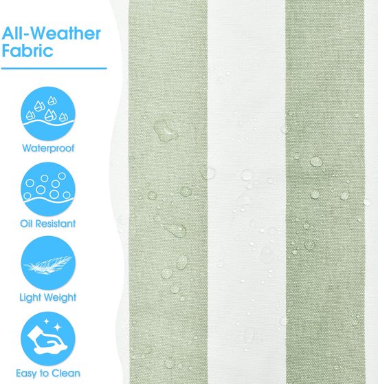 Geweo strandtas met rits - schoudertas - Grote beachbag - Gestreep - Waterafstotend Materiaal - Groen