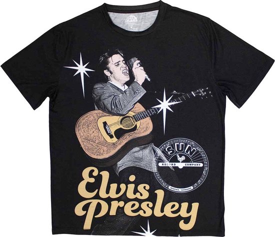 Elvis Presley - Elvis Mic Heren T-shirt - L - Zwart