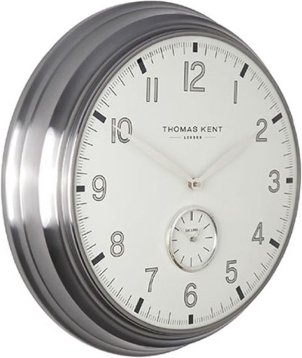 Thomas Kent - Klok Timekeeper wit - zilver Ø48CM