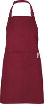 Chefs Fashion Keukenschort - Vuilafstotend Kookschort voor Dames en Heren - Horeca Schort - BBQ Schort - Unisex - Verstelbare Nekband - 2 Grote Zakken - Bordeaux met Witte Strepen - 71 x 82 cm