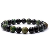 Bixorp Gems Kambamba Jaspis + Afrikaanse Turkoois + Onyx Armband - 8mm / 18cm - Triple Gemstone - Handgemaakte Edelsteen Armband
