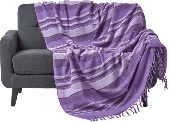Homescapes Marokko sprei, paarse strepen, 150 x 200 cm