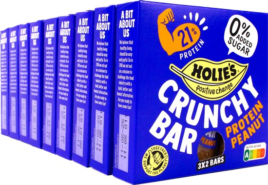 Foto: Holie s crunchy bar protein peanut 3x2 repen eiwit reep suikervrij gezond vegan 9 pack