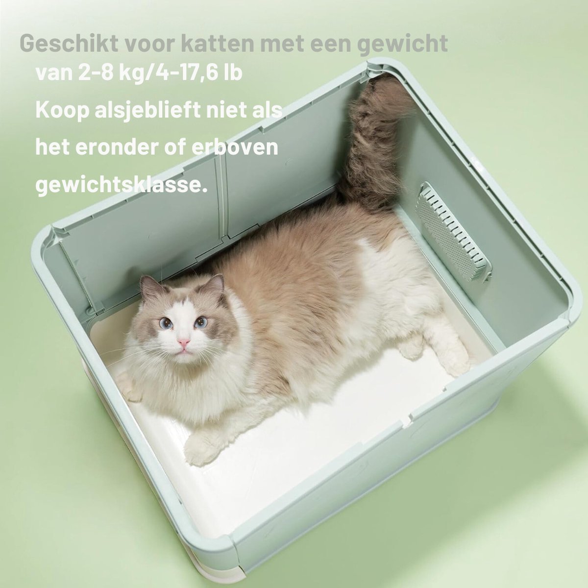 Roestvrijstalen Kattenbak met Deksel, Grote XXL Kattenbakken met Schep