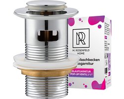 M. ROSENFELD HOME spoelbak afvoerset ZONDER overloop met knop - verchroomde pop-up afvalklep 1 1/4 inch gemaakt van roestvrij staal en messing voor wastafel - pop-up klep spoelbakafvoerset