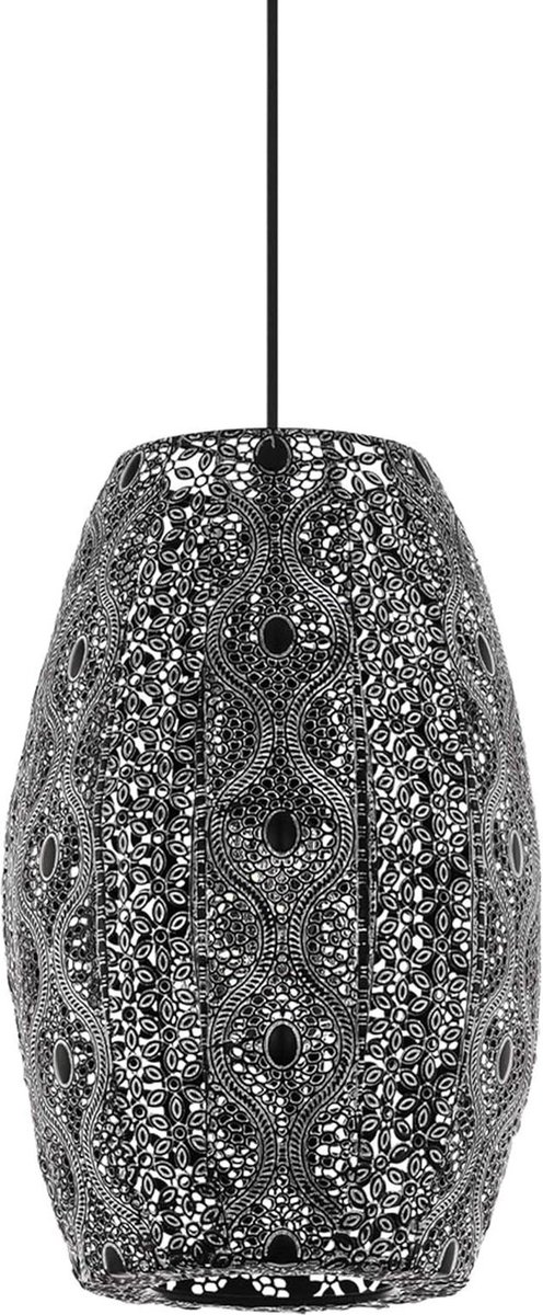 Hanglamp vintage Oriënt Boho - zwart stalen antiek-zwarte eettafellamp met E27-f fitting