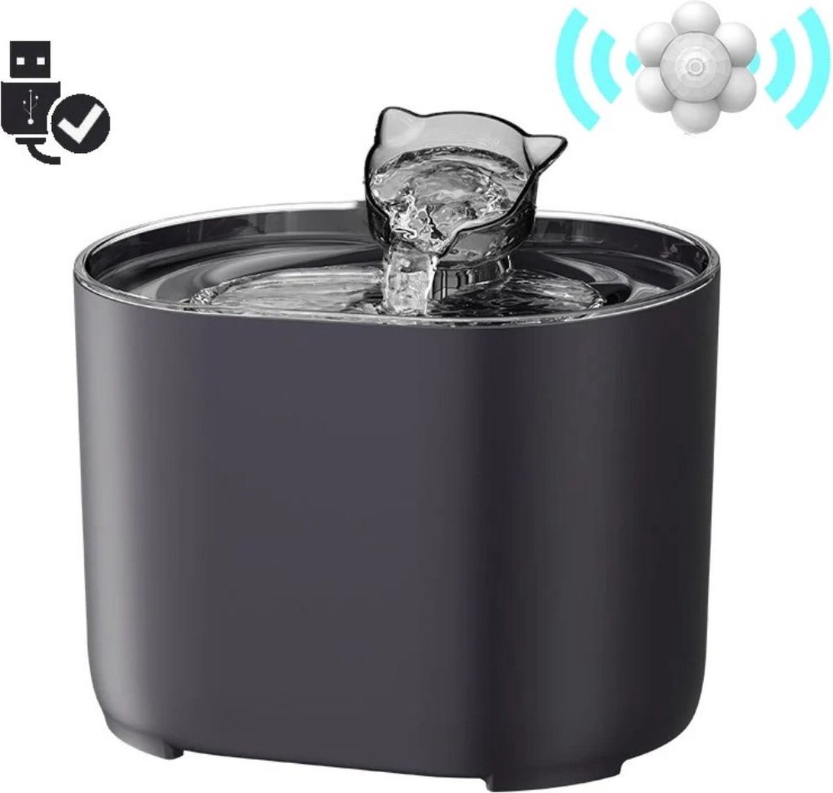 BSTCAR Drinking Fountain Cat Dogs, USB Automatic Cat Fountain with Filter Cotton 2 L