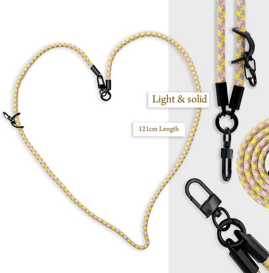 Chaîne de téléphone portable Cadorabo pour Honor 4X en JAUNE - GRIS - Étui pour téléphone portable avec cordon de sangle réglable à accrocher autour du cou