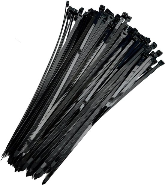 100 stuks zwarte zelfborgende nylon kabelbinders met gesp, UV