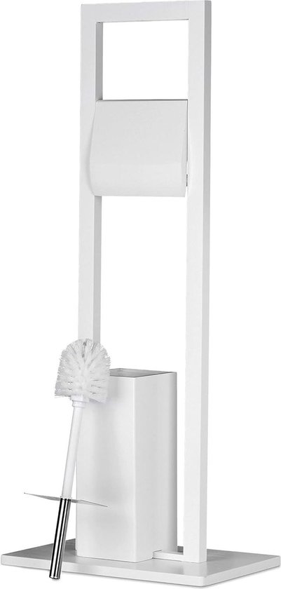 Relaxdays WC Garnitur, stehender Toilettenpapierhalter, Toilettenbürste mit Bürstenhalter, 75x18