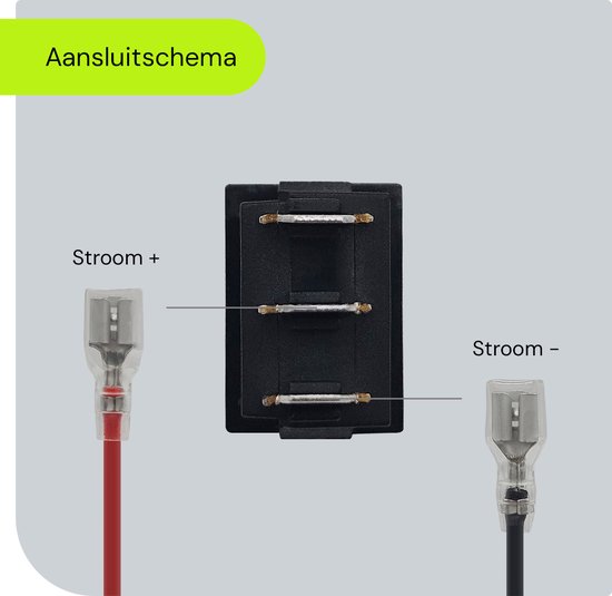 Aansluitschema van de schakelaar met stroom- en apparaatconnecties.