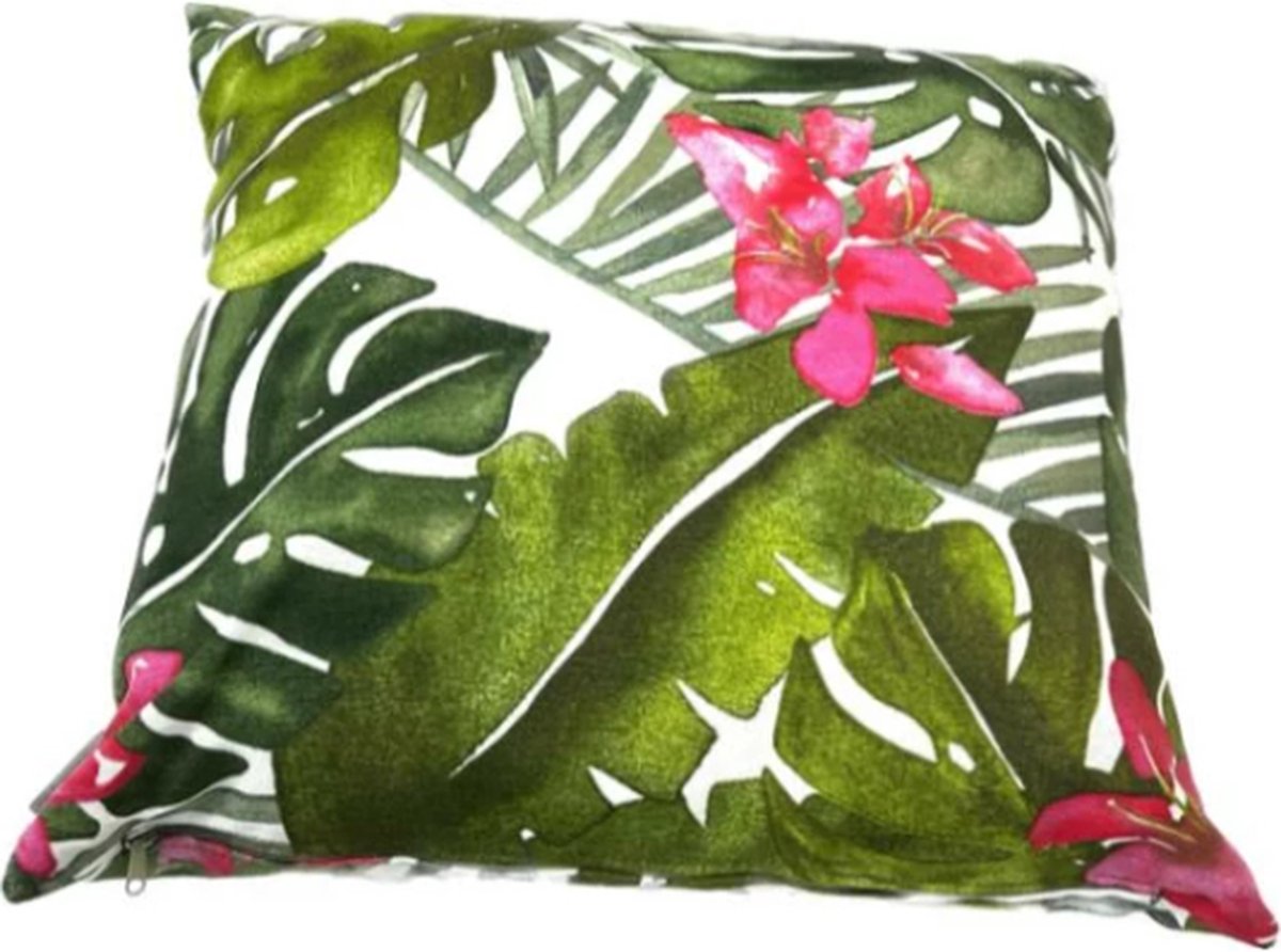 Madison sierkussen 50x50 cm Tropical Flower le sud Grijs