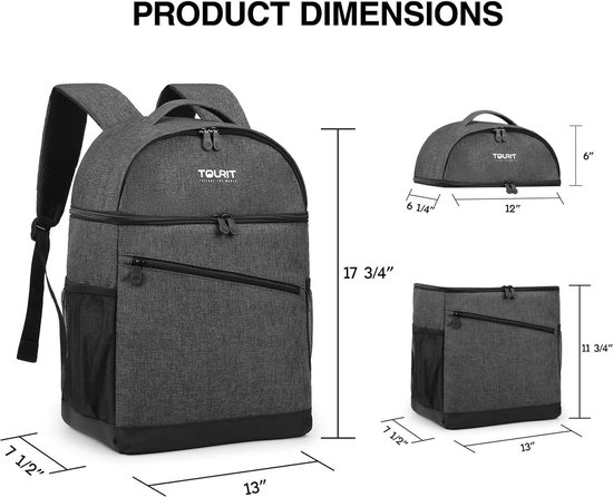 Koelrugzak, lekvrije rugzak, lunchbox, 28 blikjes, dubbeldeck-koelerrugzak voor mannen en vrouwen, voor strand, boot, wandelen, picknicken of dagtochten van KOEL — afbeelding 4