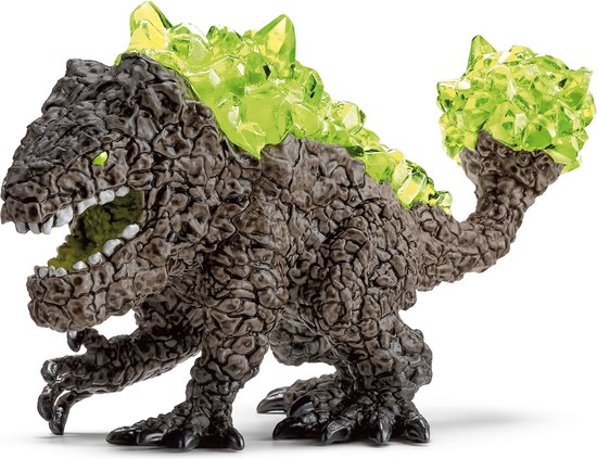 De Rock Crusher, een donkergrijs monster met groene kristallen op zijn rug en staart.