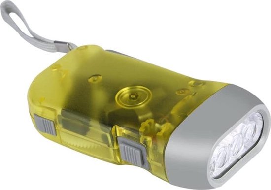 Foto: Knijpkat zaklamp i dynamo zaklamp i 3x led i hoge levensduur diode i 25 lumen i geel