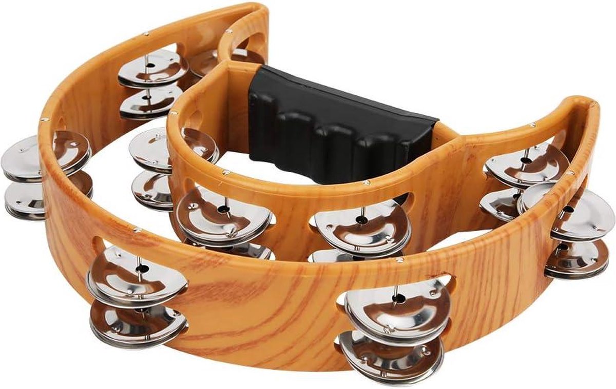 IFCOW Tamboerijn Dubbele Rij Metalen Jingles Met Ergonomische Grip Percussie Instrument