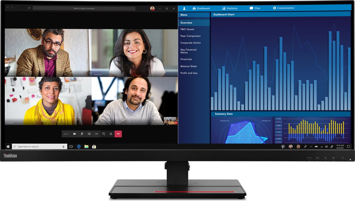 Lenovo ThinkVision P34w-20 LED-monitor Energielabel F (A - G) 86.4 cm (34 inch) 3440 x 1440 Pixel 21:9 6 ms USB-C, USB-B, USB 3.2 Gen 1 (USB 3.0), HDMI, DisplayPort, RJ45, Hoofdtelefoon (3.5 mm jackplug) IPS LED
