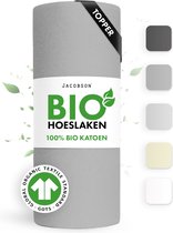 Bol.com Jacobson Hoeslaken Topper – 100% Biologisch Katoen – 180x200 cm – tot 12cm matrasdikte– 160 g/m² – Grijs aanbieding