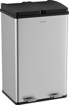 Bol.com Avalo Prullenbak Afvalscheiding 60 Liter - RVS Zilver - 2 Vakken - Milieubewust Hygienisch & Vingerafdrukvrij - Pedaalem... aanbieding