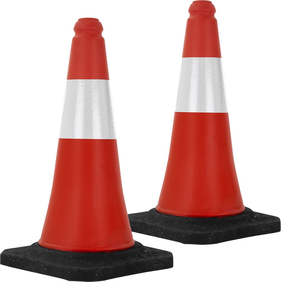 Set van 2 verkeerskegels verkeerskegel pylon verzwaard 51cm rood/wit met zware voet