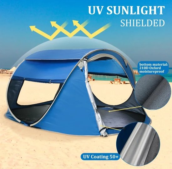 Campingtent - Automatische Pop-up - Voor 2 Personen - UV Bestendig - Waterdicht en Winddicht - Inclusief Draagtas van Lumaland — afbeelding 4