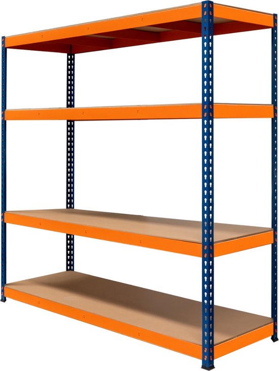 Monster Racking - S-Rax Racking Unit – 4 Planken - Stellingeenheid - 180cm x 180cm x 60cm, 300kg Draagkracht