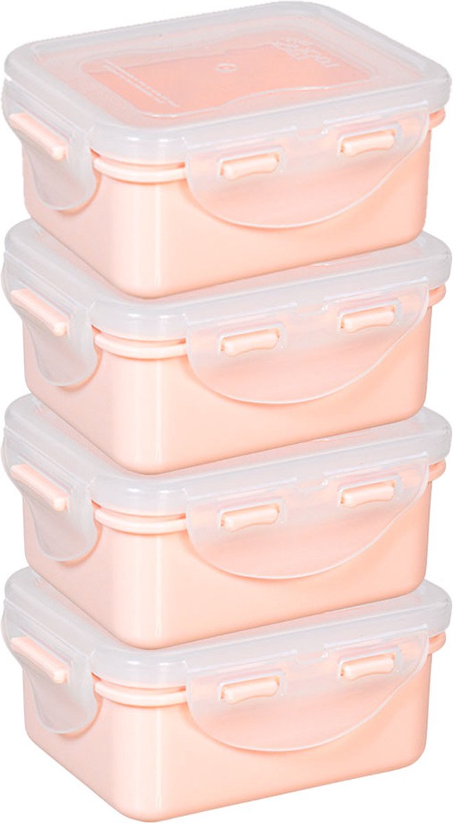Lock&Lock Bewaarbakjes Babyvoeding - Diepvriesbakjes - Babyhapjes - Melkpoeder - Moedermelk - Invriezen - Snackdoosjes - Lekvrij - Luchtdicht - BPA vrij - 180 ml - Pastel Roze - Set van 4 stuks - LocknLock van LocknLock — afbeelding 2