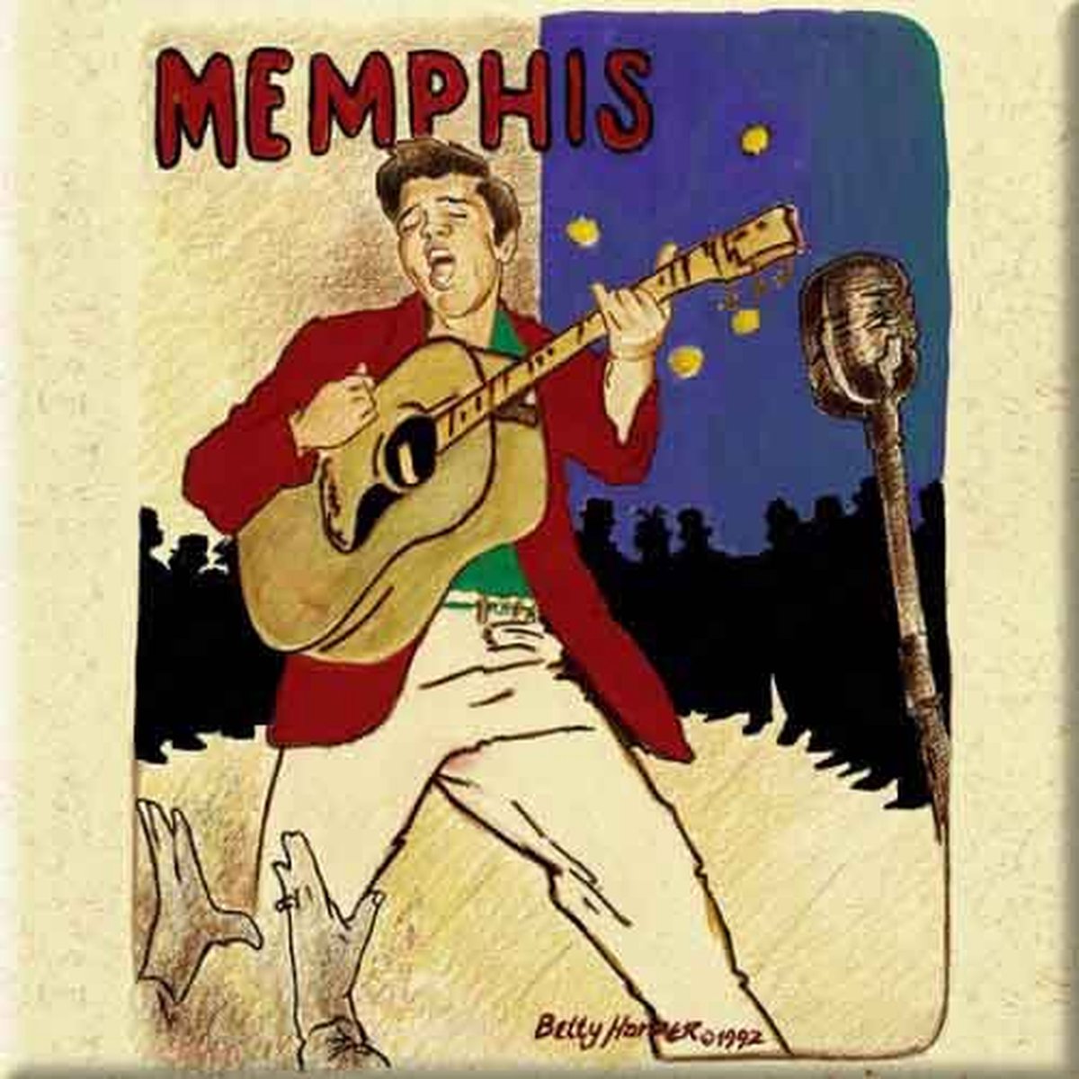 Elvis Presley - Memphis - Koelkast magneet - 7.5 x 7.5 cm