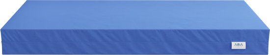 Matelas bleu anti-fuites avec une finition droite et un petit logo Ada Sleep sur le côté.