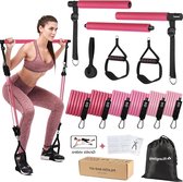 ALongSong Pilates Stick avec 6 bandes de résistance - Entraînement complet du corps - Équipement de fitness à domicile - Hommes et femmes