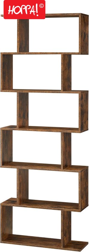 Hoppa! Bibliothèque Vintage - Meuble de Rangement - Compartiments Rectangulaires - Meuble pour Boeken - 70x24x190,5 cm (LxPxH)