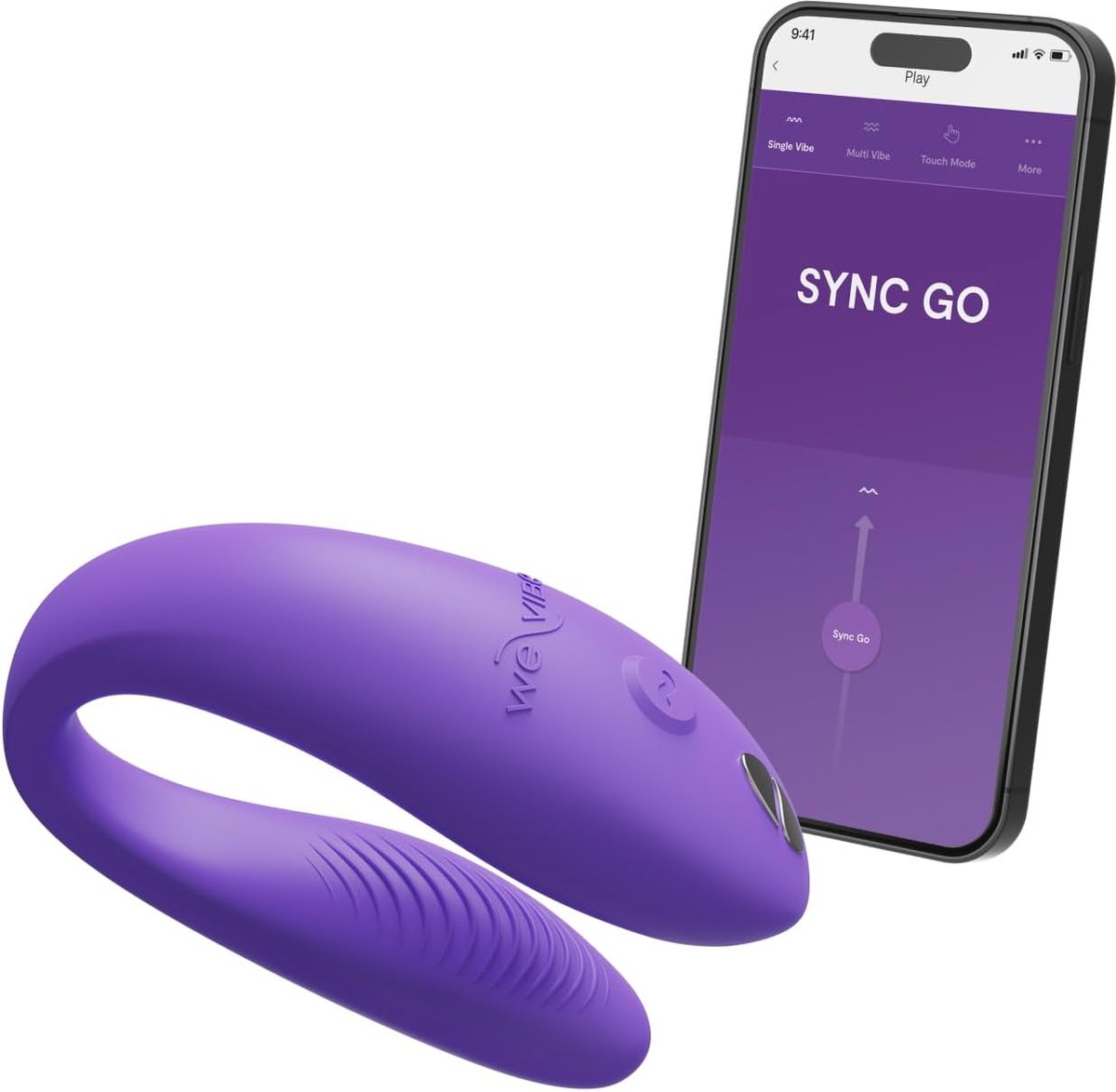 Goedkoopste We-Vibe Sync Go koppelvibrator reis editie - C-vorm vibrator - Draagbaar vibrerend speeltje voor koppels - Deel vibraties - Oplaadbaar - Reisetui