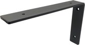Maison DAM - Plankdrager L vorm - Wandsteun – Voor plank 25cm – Mat zwart - Incl. bevestigingsmateriaal + schroefbit