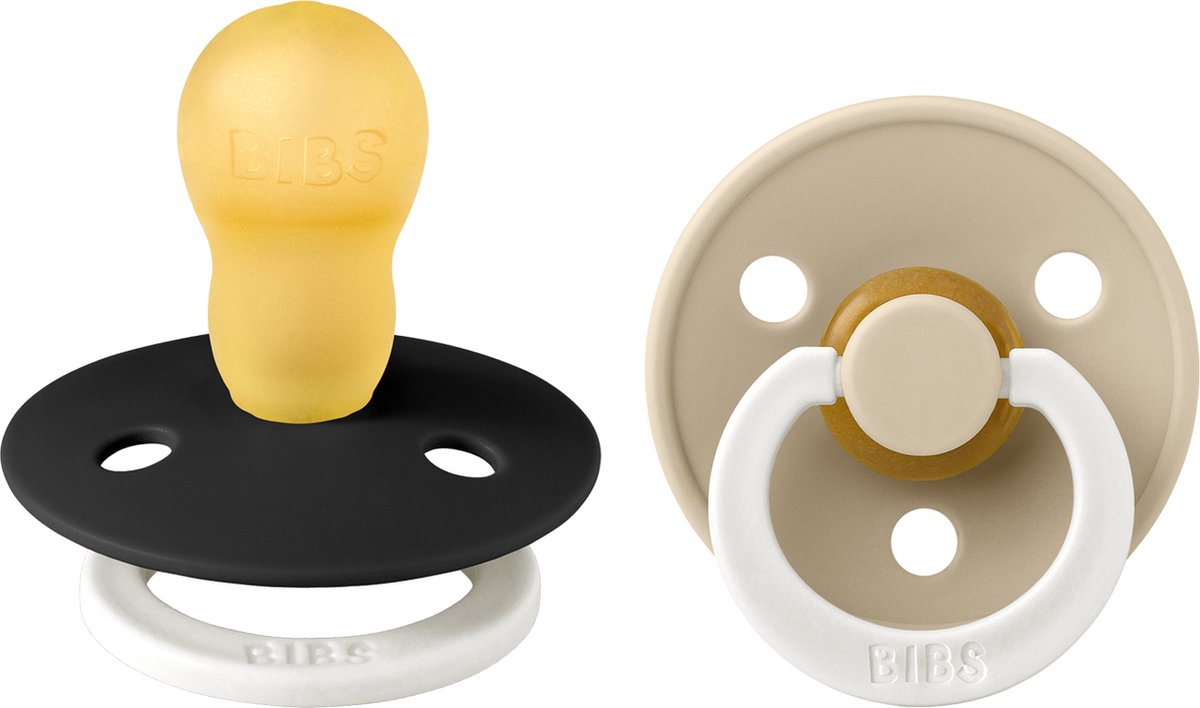 Goedkoopste Bibs Fopspeen Round Black / Vanilla Glow Size 3 (2-Pack
