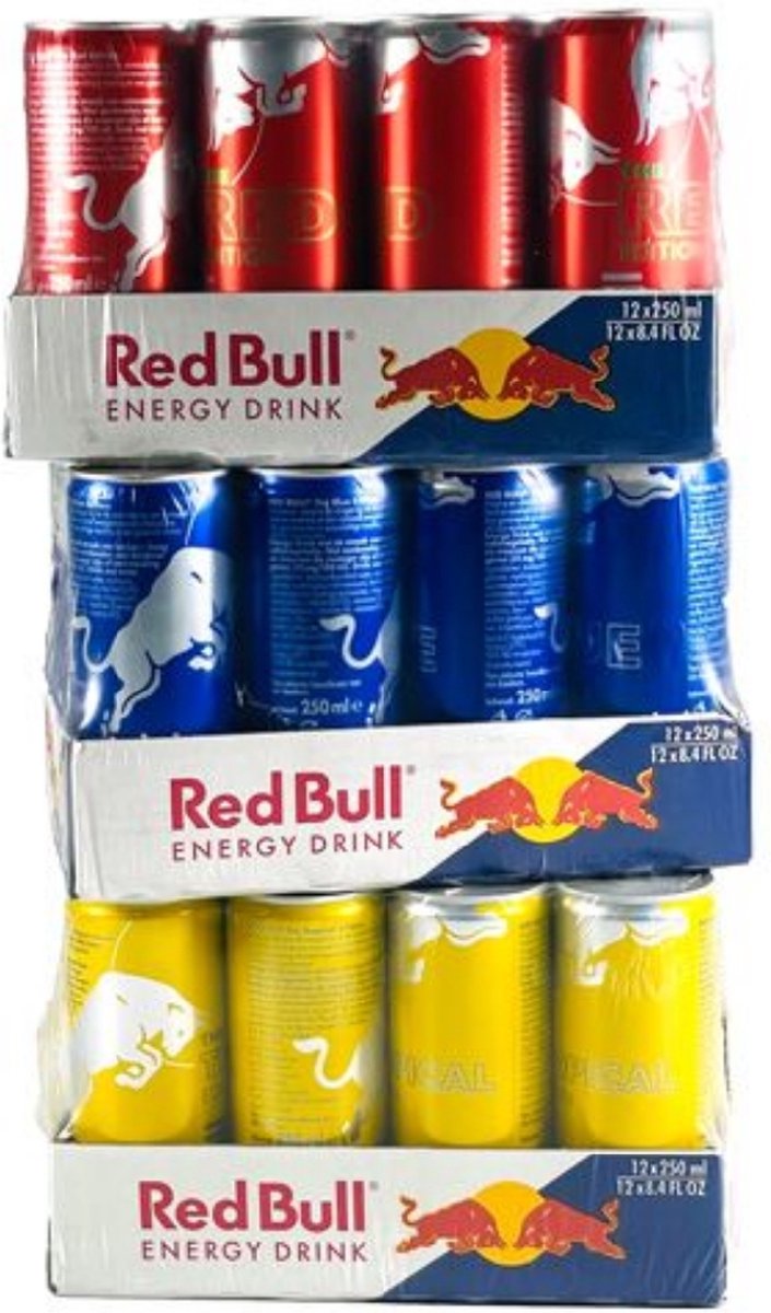 1x Redbull Red Edition /1x Redbull Blauw /1x Redbull Geel
