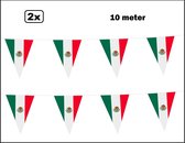 2x Vlaggenlijn Mexico 10 meter - Landen EK WK Mexicaan festival thema feest fun