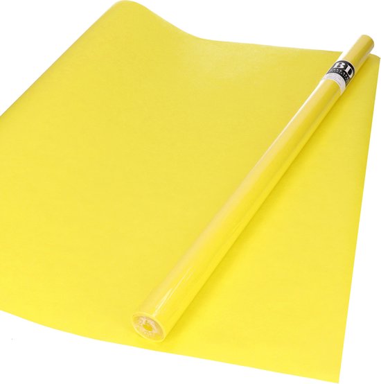1x Rol kraft inpakpapier geel 200 x 70 cm - cadeaupapier / kadopapier / boeken kaften