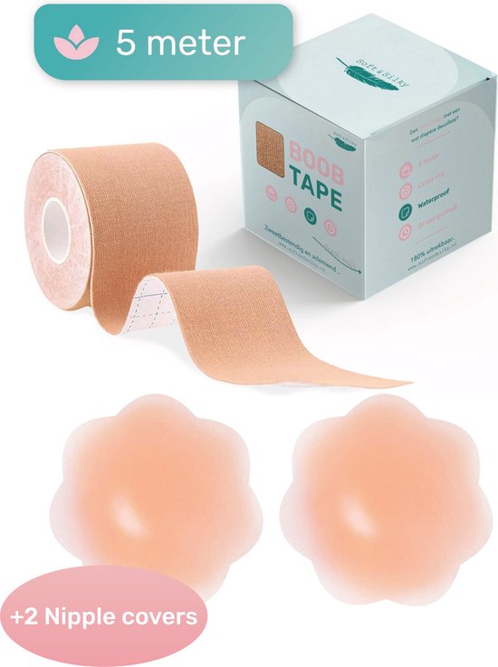 Soft & Silky Boobtape + 2 Nipple covers - Plakkers - Stickers - Borst - Plak - BH - Bra - Fashion - Tape - Push up - Tepel