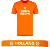 Nederlands Elftal Teamplayer voetbalshirt met sjaal - EK 2024 - Oranje shirt - Oranje sjaal - Voetbalshirts volwassenen - Sportshirt - Maat S