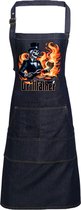 Grappig persoonlijk schort voor de BBQ liefhebber - Grillfather - Spijkerstof - Blauw - Print