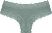 Sexy Dames Slip met Kant - Groen - Onderbroek 95% Katoen - Dames Lingerie / Ondergoed - Brazilian String - Maat M