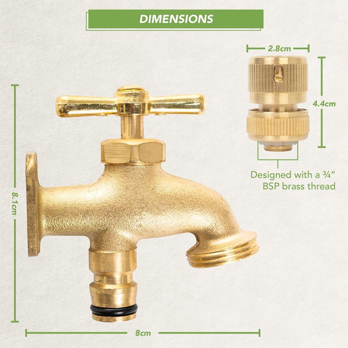 Robinet Extérieur Laiton BLOSTM - Kit Avec Connecteur Rapide 1.2cm - Fixation Murale