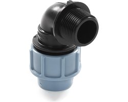 Unidelta Knie 90° PP 50 mm x 1 1/4" knel x buitendraad 16bar zwart/blauw DVGW/KIWA/WRAS