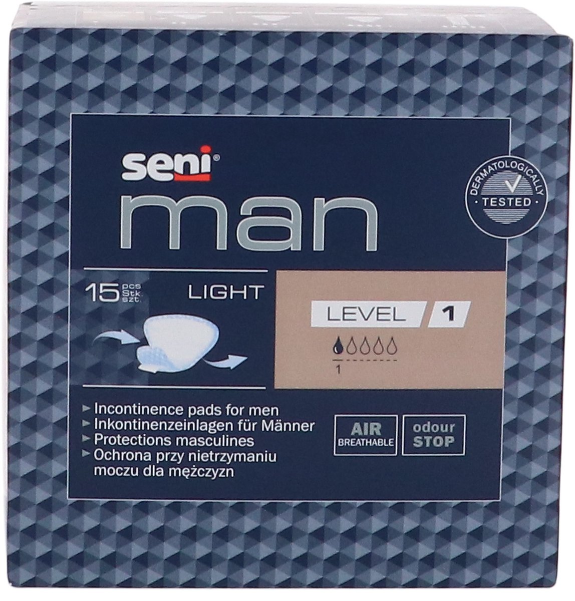 Goedkoopste Voordeelverpakking van 2 x Seni Man Light Level 1, 15 stuks