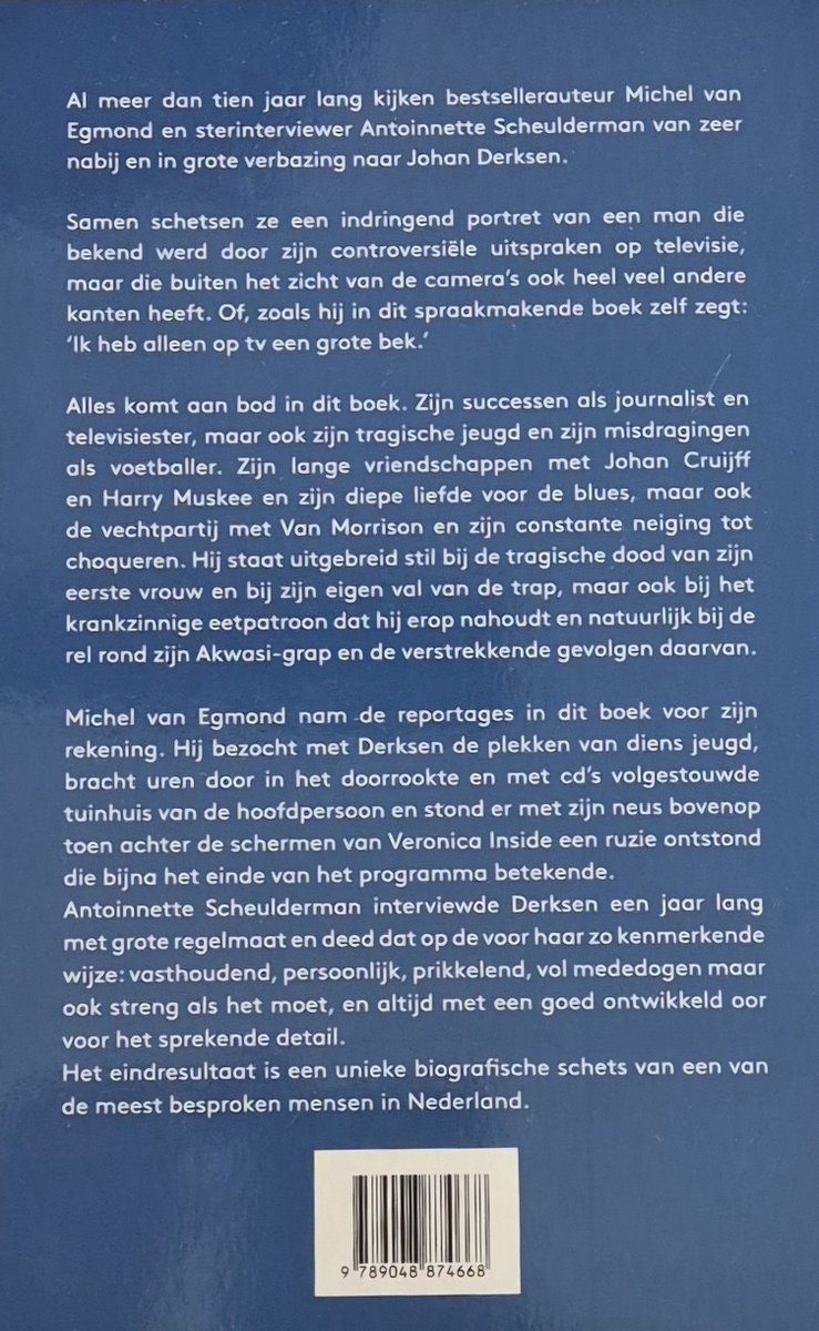 Boekomslag met portret van Johan Derksen en biografie.